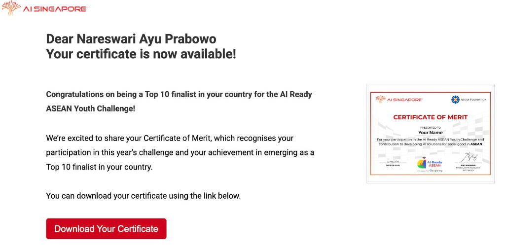 Top 10 Finalist — AI Ready ASEAN Youth Challenge
